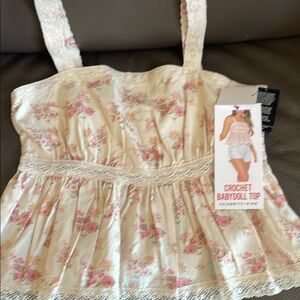 Celebrity Pink Crochet Babydoll Top - Floral